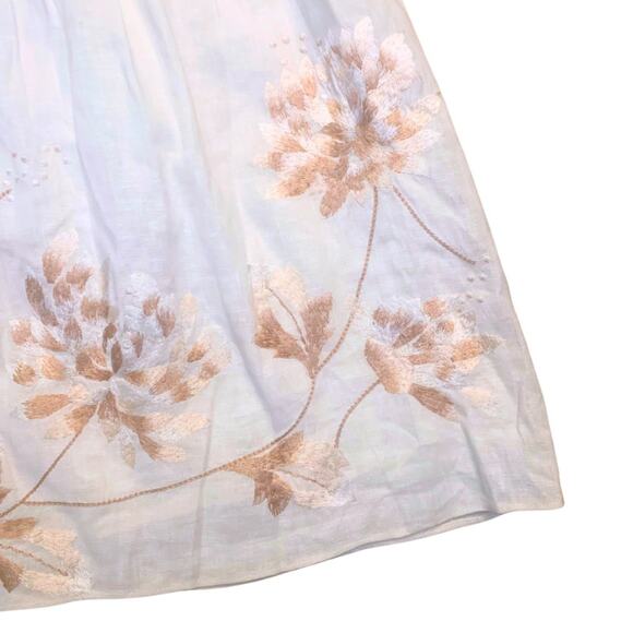 Antonio Melani Linen Sleeveless Floral Beige Cream Tan Shift Dress 6 Embroidery - Picture 5 of 14